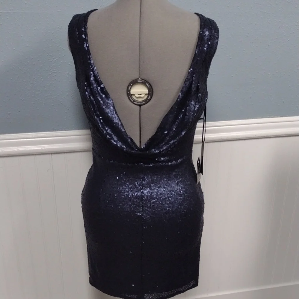 Lulu's Navy Sequin Mini Dress, Wedding Guest, Party Dress, Formal. - Picture 3 of 16